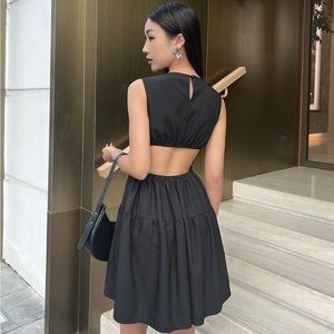 Black Mini Backless Dress